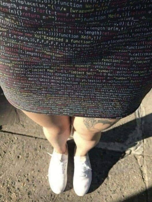 girl in code, code girl, code dress